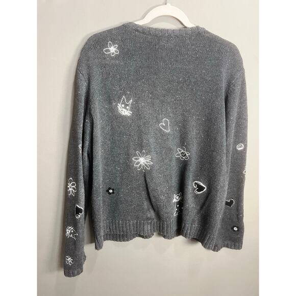 Susan Bristol VTG Embroidered Knit Cat Cardigan Button Up Sweater XL Coquette - Picture 16 of 16